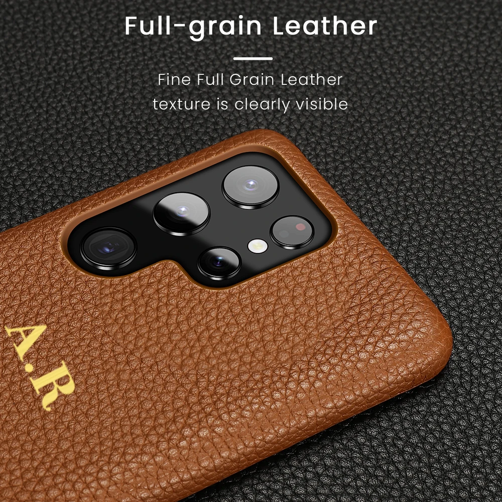 Personalise Customization Name Initial Leather Phone Case For Samsung Galaxy S21 S22 S23 S24 Ultra S20 FE S22 Plus Note 20 Cover