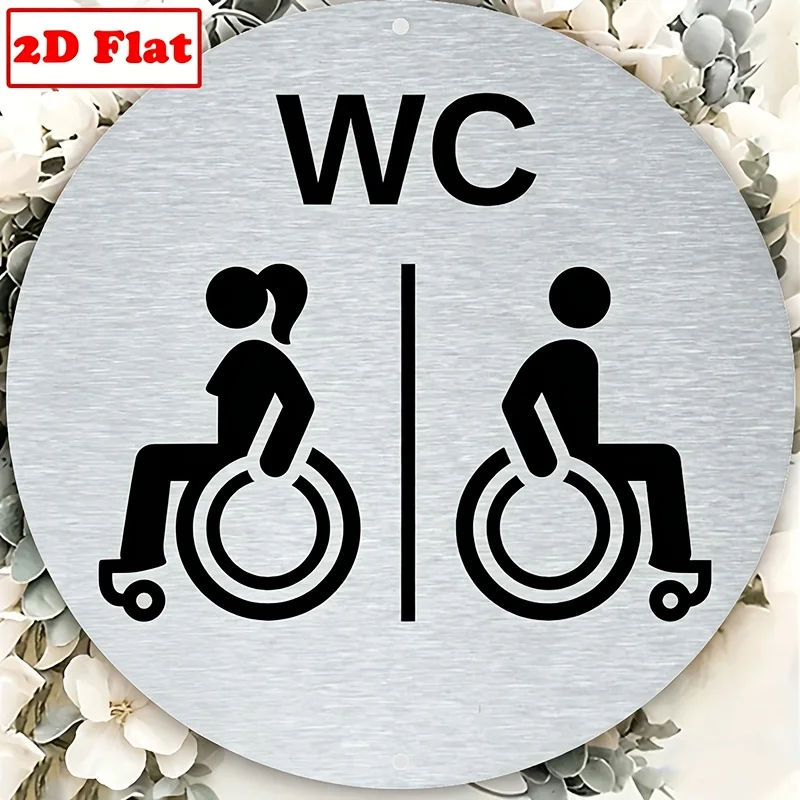 CIFBUY Modern Aluminum Wall Art Waterproof Durable Restroom Sign ADA Compliant Wheelchair Accessible Bathroom WC Icon Indoor Out