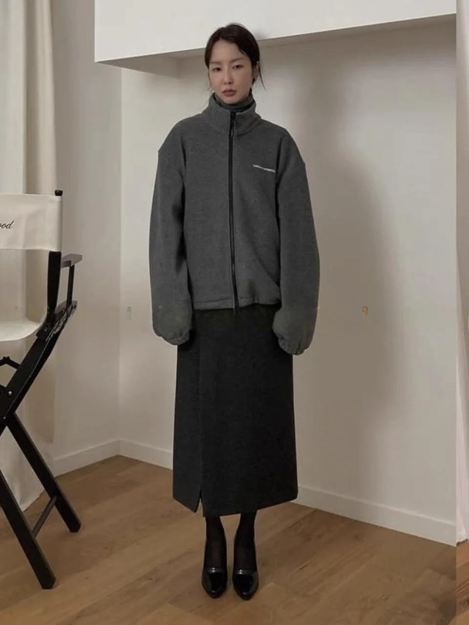 سترة نسائية أنيقة بياقة عالية وسحاب من الصوف، تصميم عصري للعمل، فضفاضة بأكمام طويلة ودافئة #1