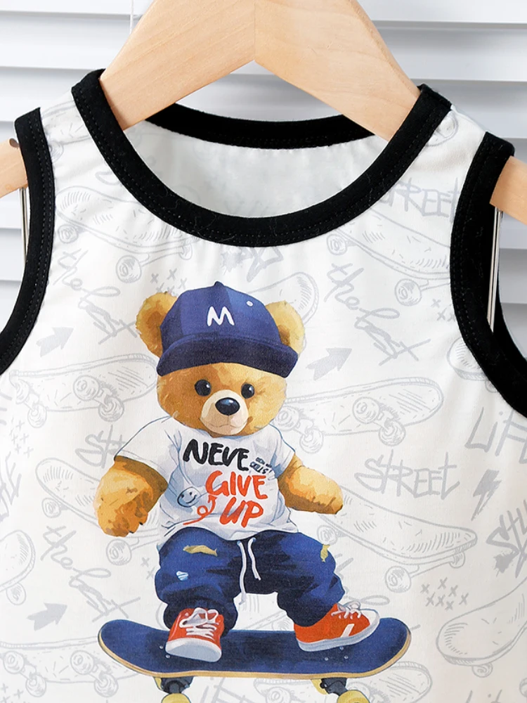 Summer Thin Boys\' Baby Pullover Sleeveless Tank Top Skateboarding Bear Child Accessories