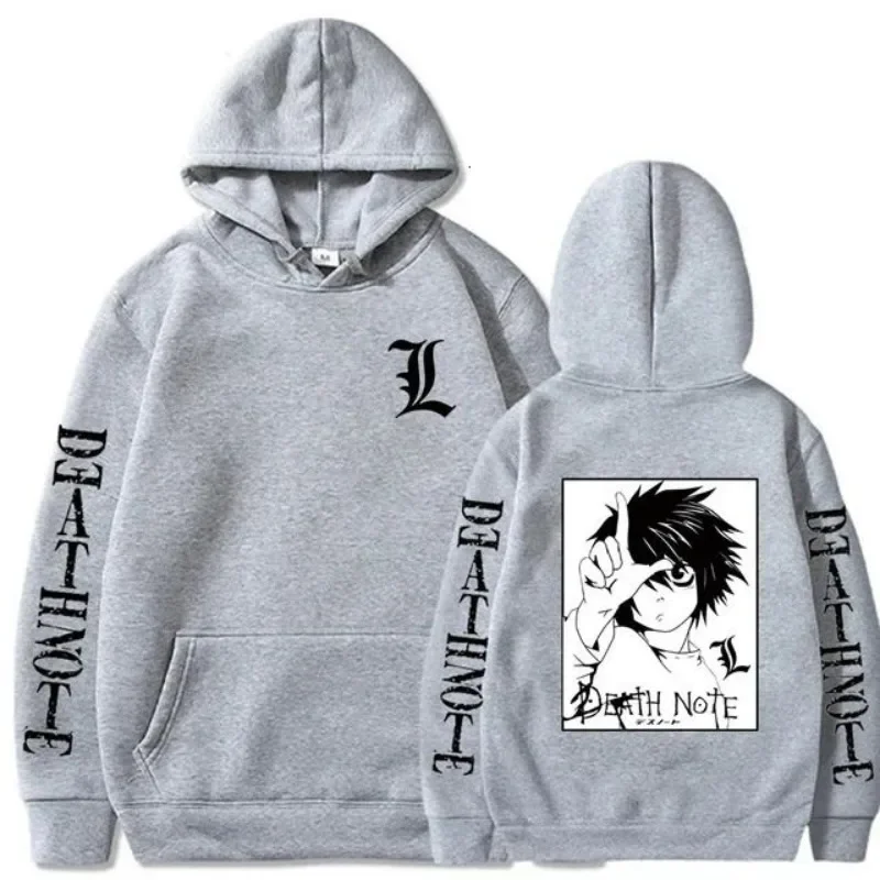 Men Womens Hoodies Jacket Hip Hop Death Note Print Hoodie Harajuku Gothic Kpop Hooded Sweatshirt Black Hoodied Y2k Clothes Tops