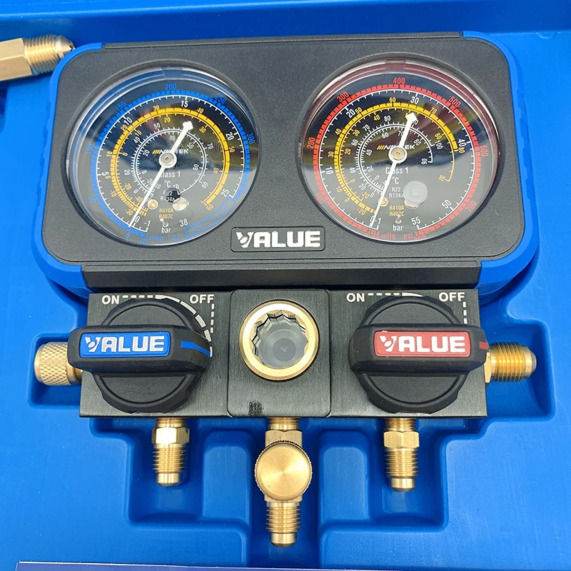 Refrigeration Tool Double Dial Manifold Pressure Gauge Set VRM2-B-0401 VRM2-B-0501