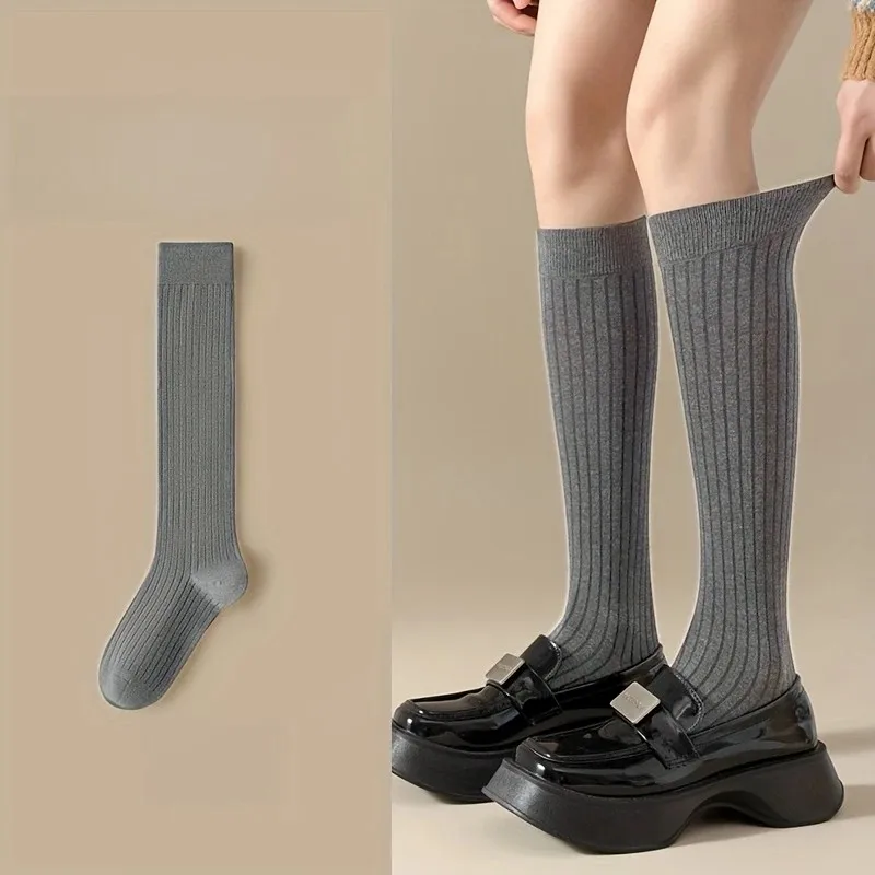 1/3 Paar Damen-Sommer-Socken, einfarbig, lange Röhrensocken, modischer College-Stil, schweißabsorbierend, atmungsaktiv, bequem, lässig – Detail 7