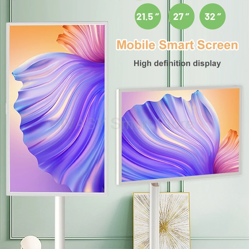 Hot Outdoor 21.5 32 Inch Portable TV Display Moving WiFi Touch Screen with Floor Standing Smart TV Monitor for Study Lift-able