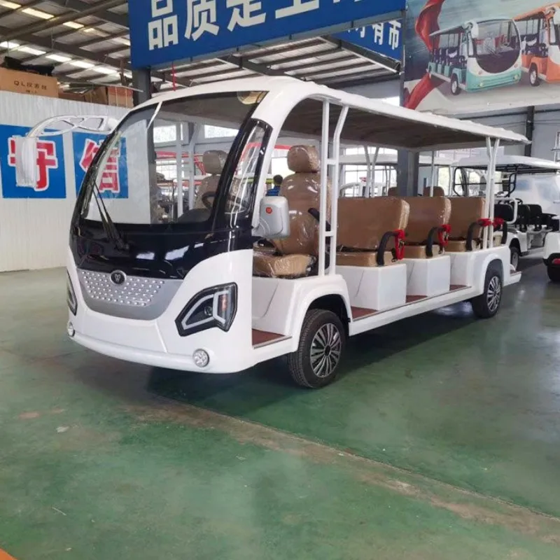 Mini Bus 14-Seat Closed Electric Shuttle Sightseeing Bus Semi-Closed Pure Electric City Tour Special Vehicle