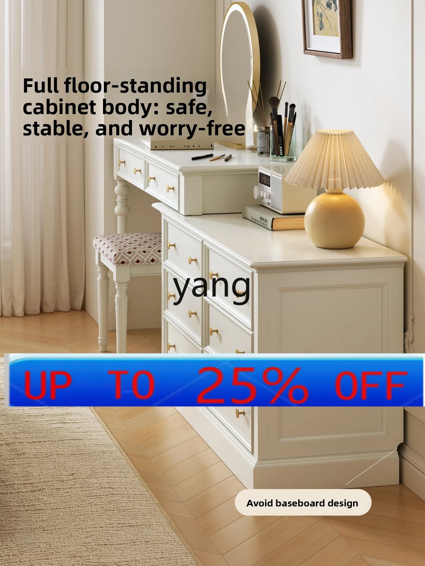 

LMM French solid wood bedside storage cabinet makeup table bedroom dresser chest cabinet integrated