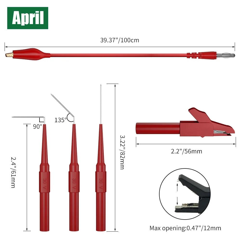 41-Piece Multimeter Accessory Set Various Test Probes Crocodile Clips Plug-In Test Leads for Different Measurement Needs