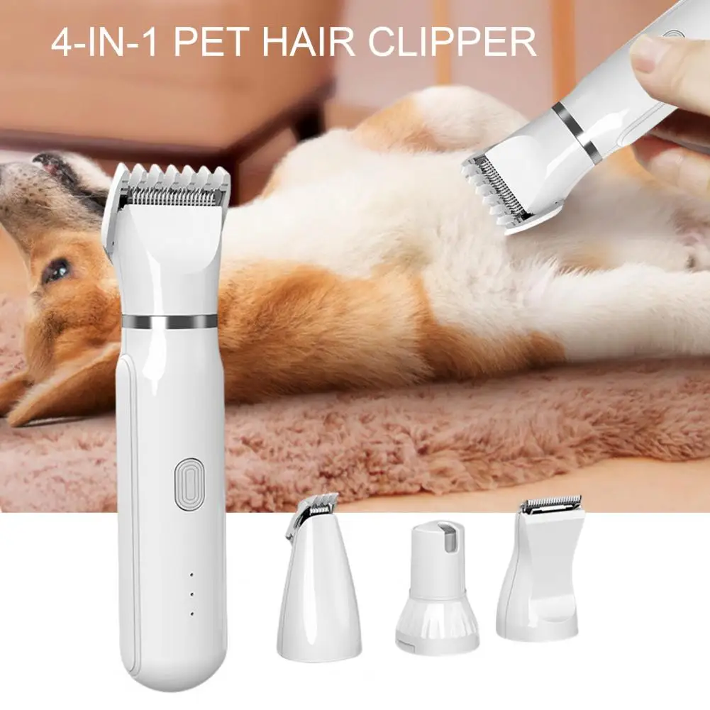 

Dog Grooming Kit Professional 4-in-1 Pet Hair Clipper Kit Low Noise Rechargeable Electric Trimmer for Dog/Cat Grooming