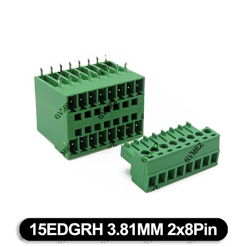 5Set 3.81mm 15EDG KF15EDGRH 3.81mm 2x2 ~ 2X12 pin Double row pluggable terminal block PCB welding plate Plug + Pin Socket
