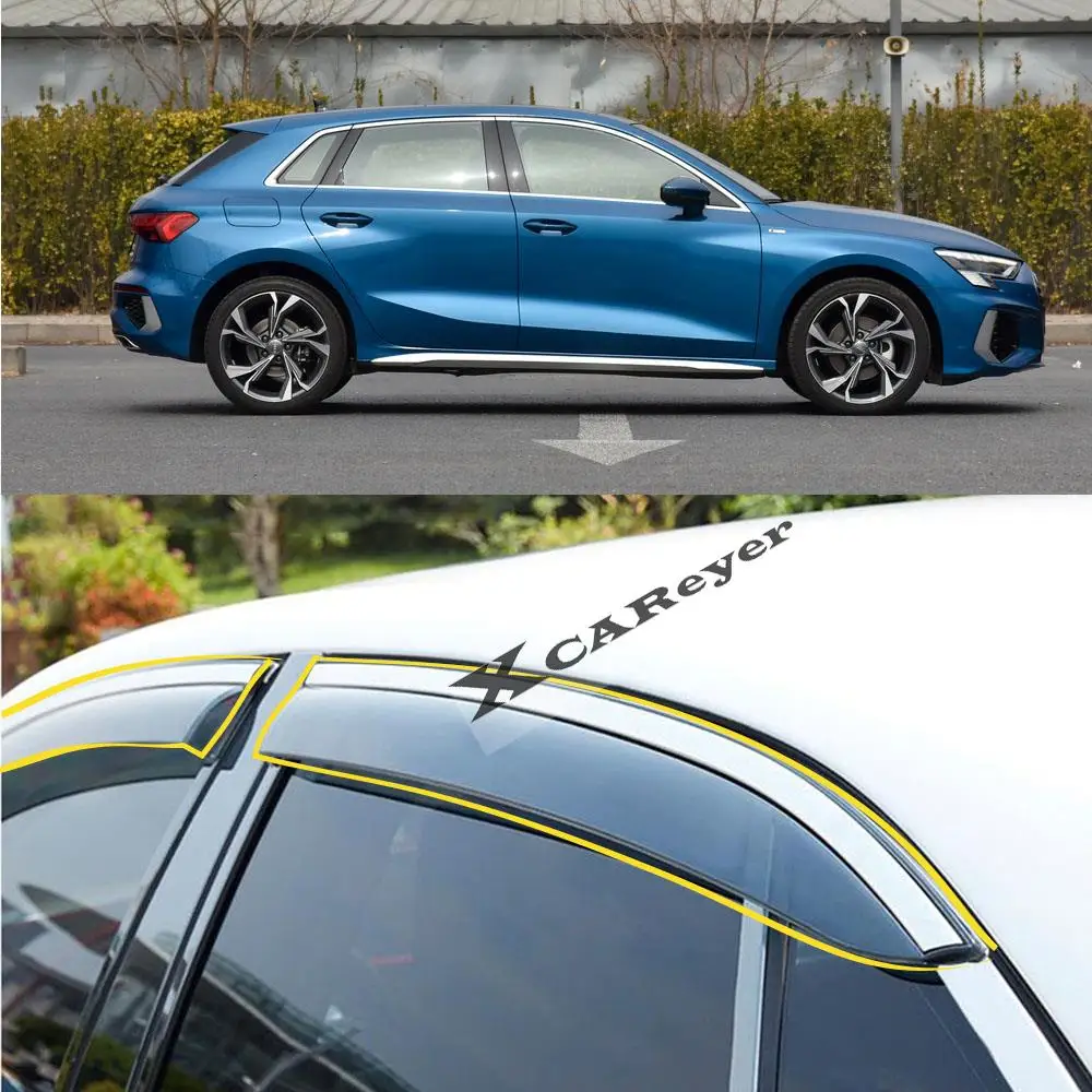 

For AUDI A3 Sportback 2017 2018 2019 2020 2021 Car Body Styling Sticker Plastic Window Glass Wind Visor Rain/Sun Guard Vent