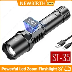 Portable Spotlight Long Range ST-35 30W Lightweight LED Flashlight Type-C Rechargeable Telescopic Zoom LED Tactical Torch