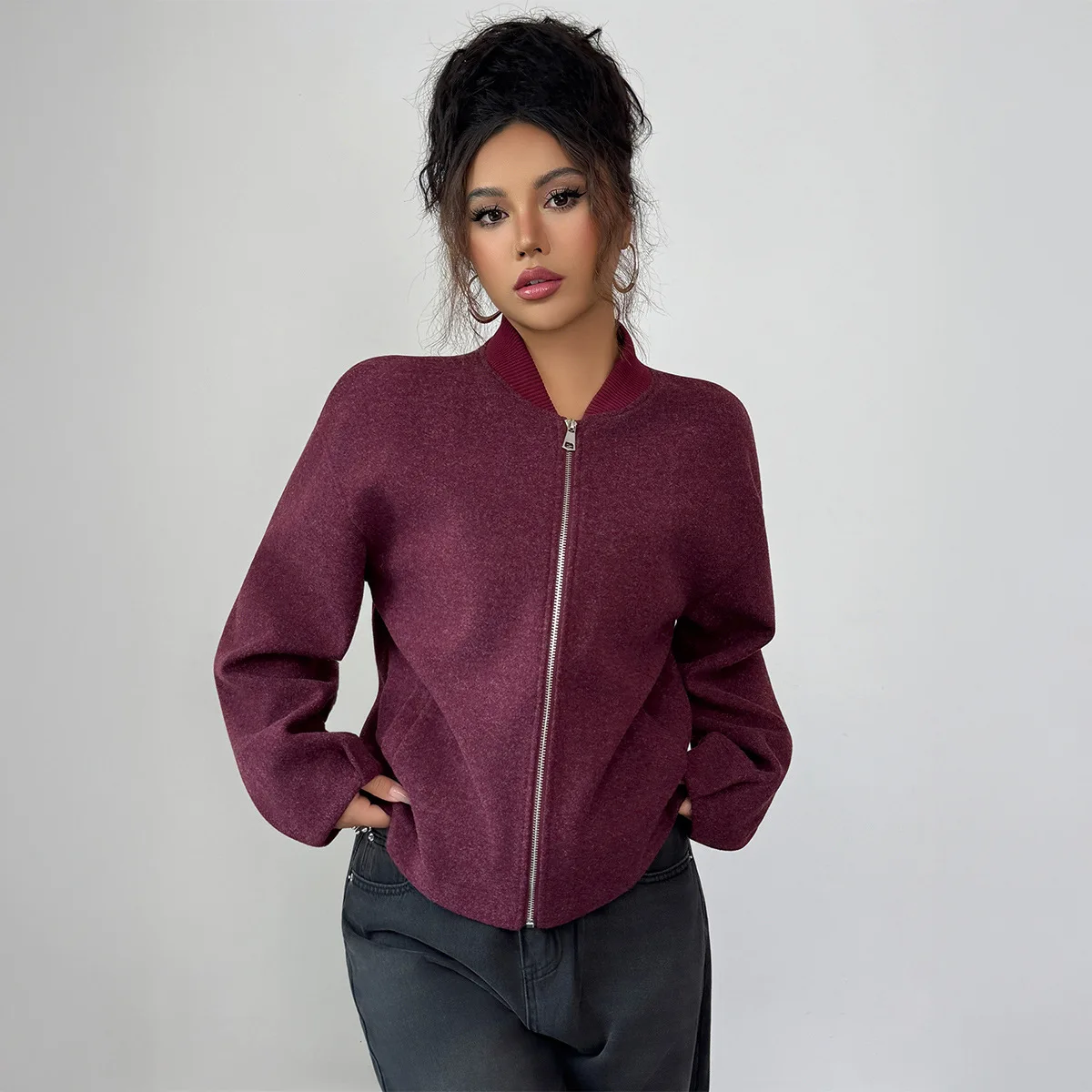 Elegant High-end Zippered Long-sleeve Jacket For Women, Fall/winter 2026 Summer Dresses 2026 Elegant Beach Boho Sexy