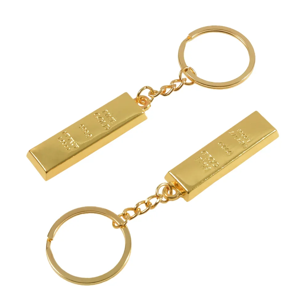 1 Pc Creative Personality Simulation Gold Bar Key Chain Car Decorations Gold Bar Key Ring