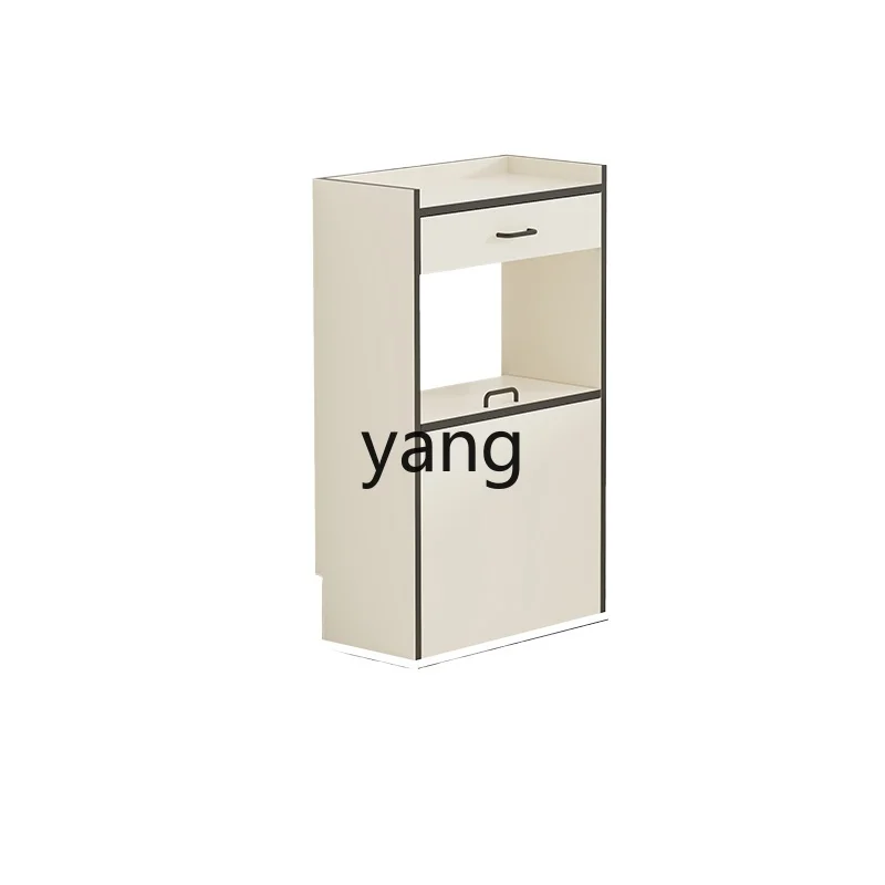 Yjq Bedside Bedroom Bed Front Cabinet Large Capacity Ultra Narrow Gap Storage Turn Cabinet Cream Color