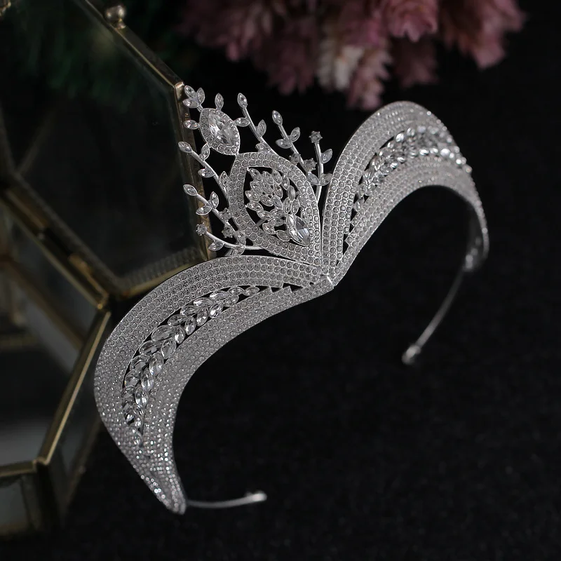 Luxo grande strass tiaras nupcial coroas bling cristal princesa pageant diadem noiva headbands casamento acessórios de cabelo