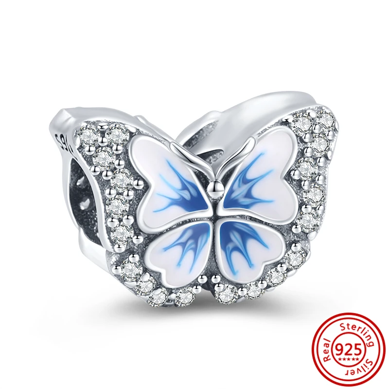 925 Silver New Flowers Crowns Butterflies Hearts Fine DIY Beads Fit Original Pandora Charms 925 Bracelet Necklace Spring Jewelry