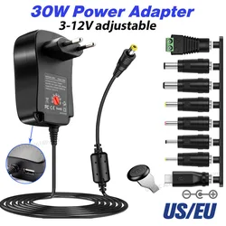 30W Adapter 3V 4.5V 5V 6V 7.5V 9V 12V regulowane napięcie zasilacz uniwersalno-USB uniwersalny konwerter dostawa ładowarek z 8 końcówkami