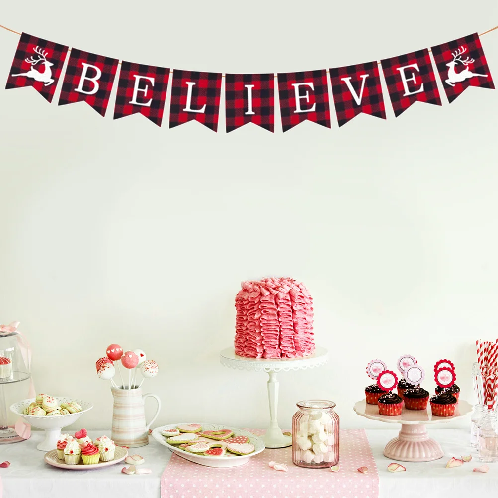 

Christmas Fabric Banner Double Wishes Sign Party Decoration Hanging Merry Christmas Flag Xmas Letters String Flag