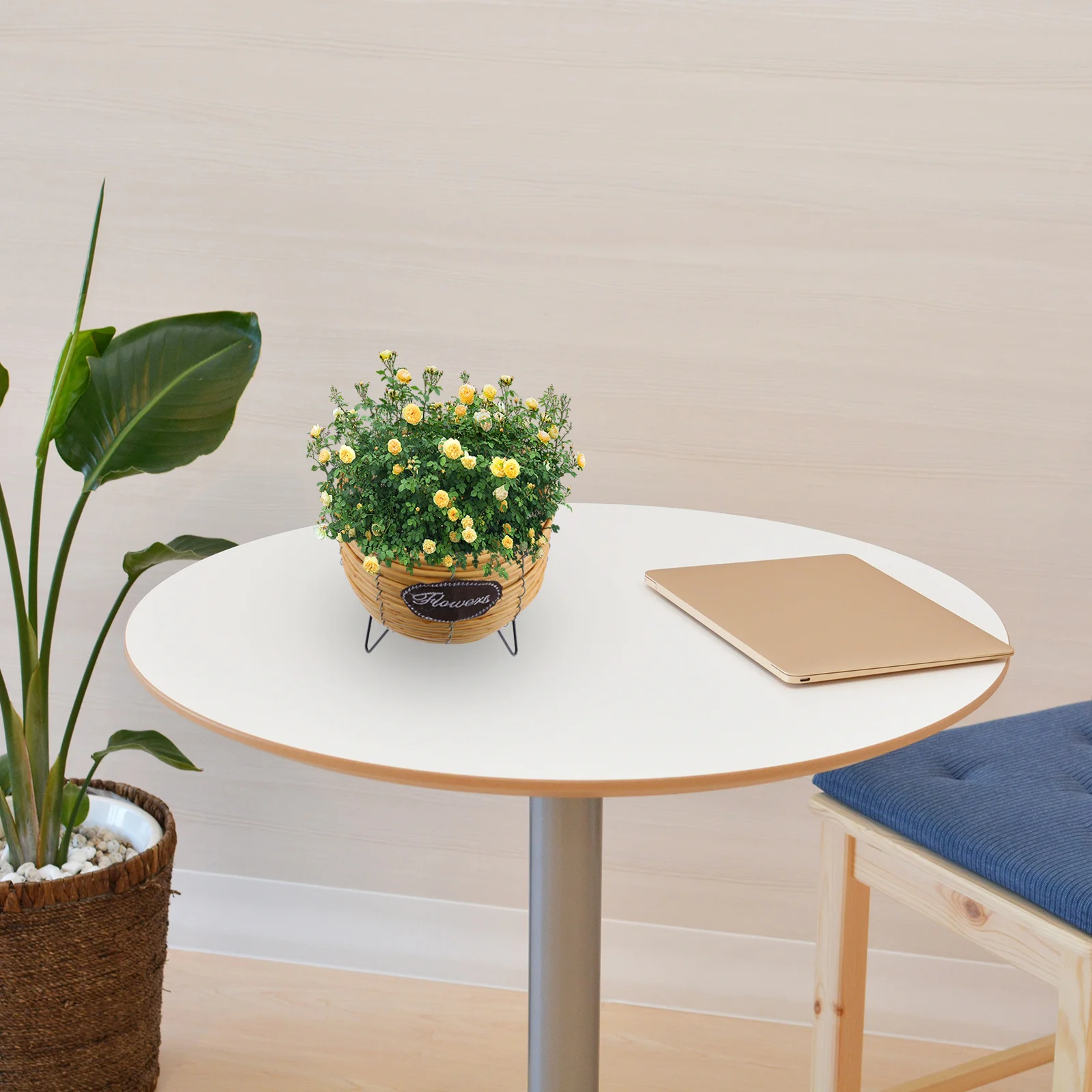 

1 pc Flower Rack Flower Pots For Balcony Succulent Planter Modern Rattan Style Desktop Flowerpot Multipurpose Herb Pot Garden