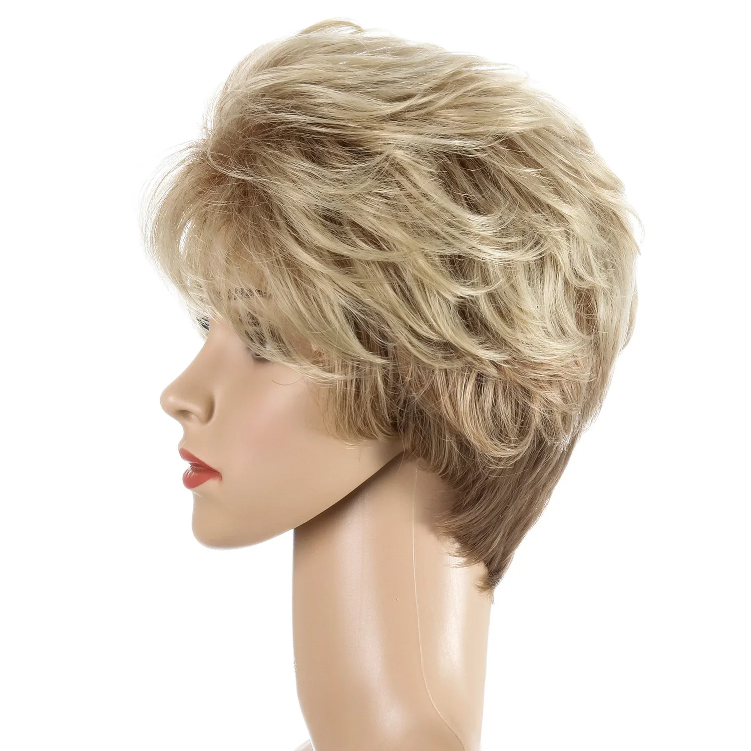 Female Short Blonde Curly Wig Short Curly Hair Wig for Women Short Fashion Sythenic Wigs with Bangs Costume Party Wig Daily Use