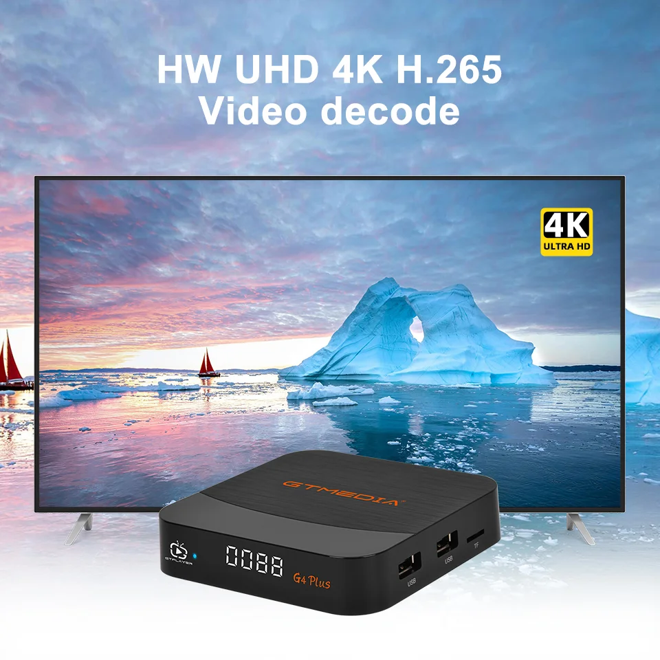 GTMEDIA G4 PLUS 4K UHD Android Smart TV Box Amlogic 905W2 2GBRAM+16GBROM Set Top Box Built-in Wifi 2.4G/5.8G+BT4.1 M3U Decoder