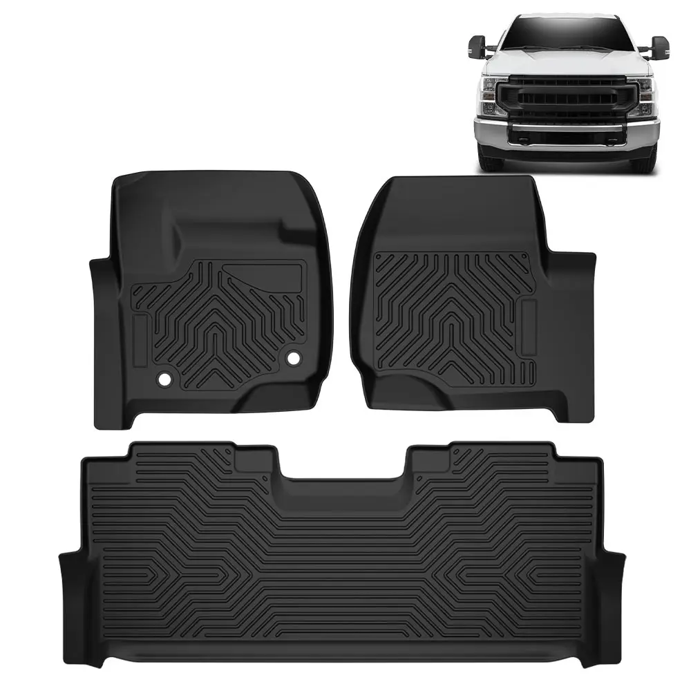 Floor Mats Fit for Ford F250 2017-2024/F350 Super Duty Crew Cab TPE Cargo Liners 3 Piece,Black