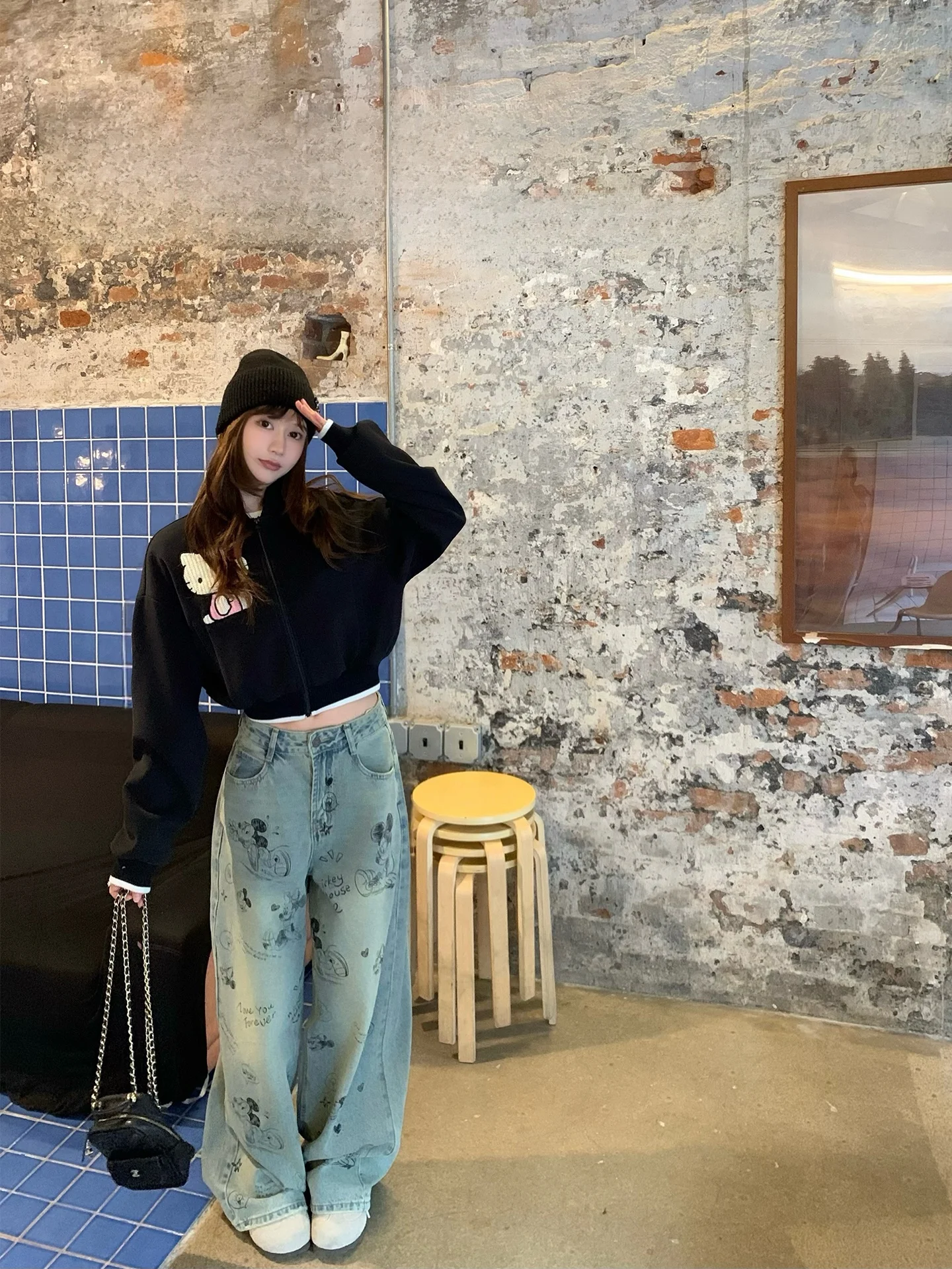 Calça Jeans Feminina Street Style Solta e Versátil para Inverno - Moda Casual Fabricada na China