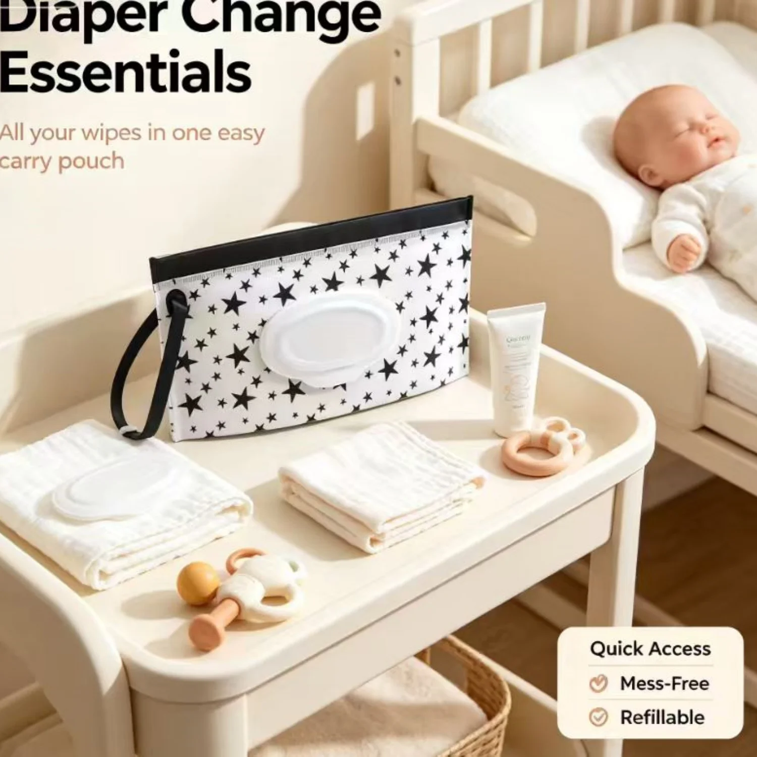 2/4pc Portable EVA Wet Wipes Bag Flip Cover Wipes Holder Case with Carrying Rope Reusable Daily Outdoor Baby Stroller Accessorie