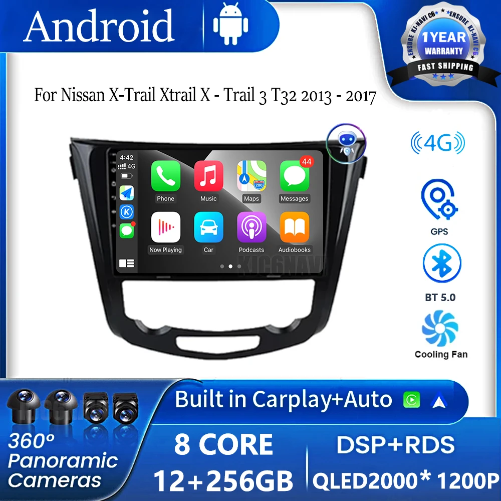 

For Nissan X-Trail xtrail X Trail 3 T32 2013 - 2022 Car Radio 10.1 Inch Android OS DSP Wireless Carplay Auto Multimedia Video