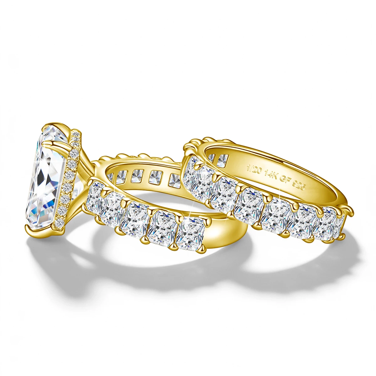 

Комплект обручальных колец из золота 14K для женщин, с белым муассанитом 11*9 мм огранки «Радиант», роскошное свадебное украшение