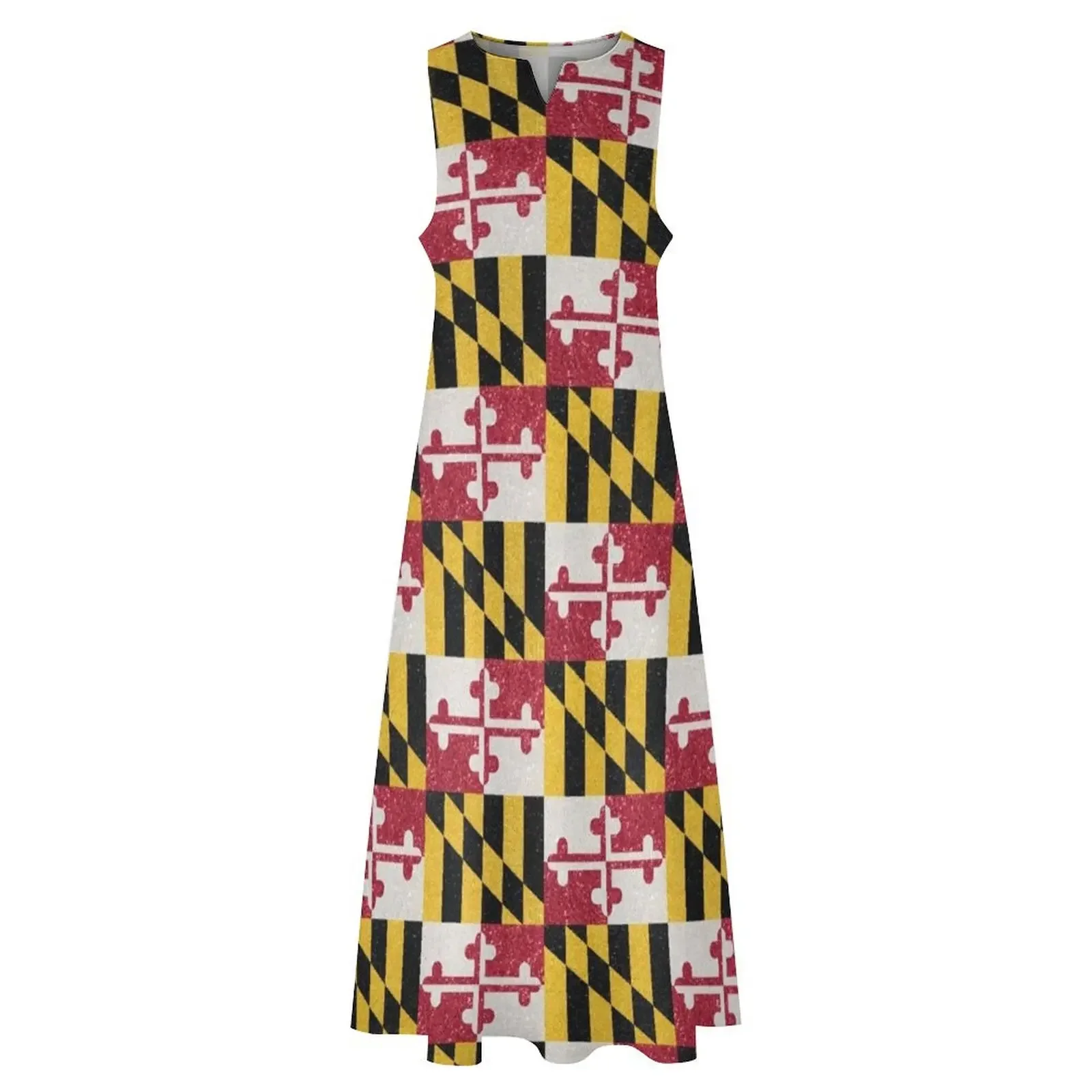 เดรสยาวลายธงชาติแมริแลนด์แบบกลิตเตอร์สำหรับผู้หญิง ชุดเดรสฤดูร้อน ชุดเดรสหรูหราสำหรับใส่ในชีวิตประจำวัน งานแต่งงาน งานพรอม