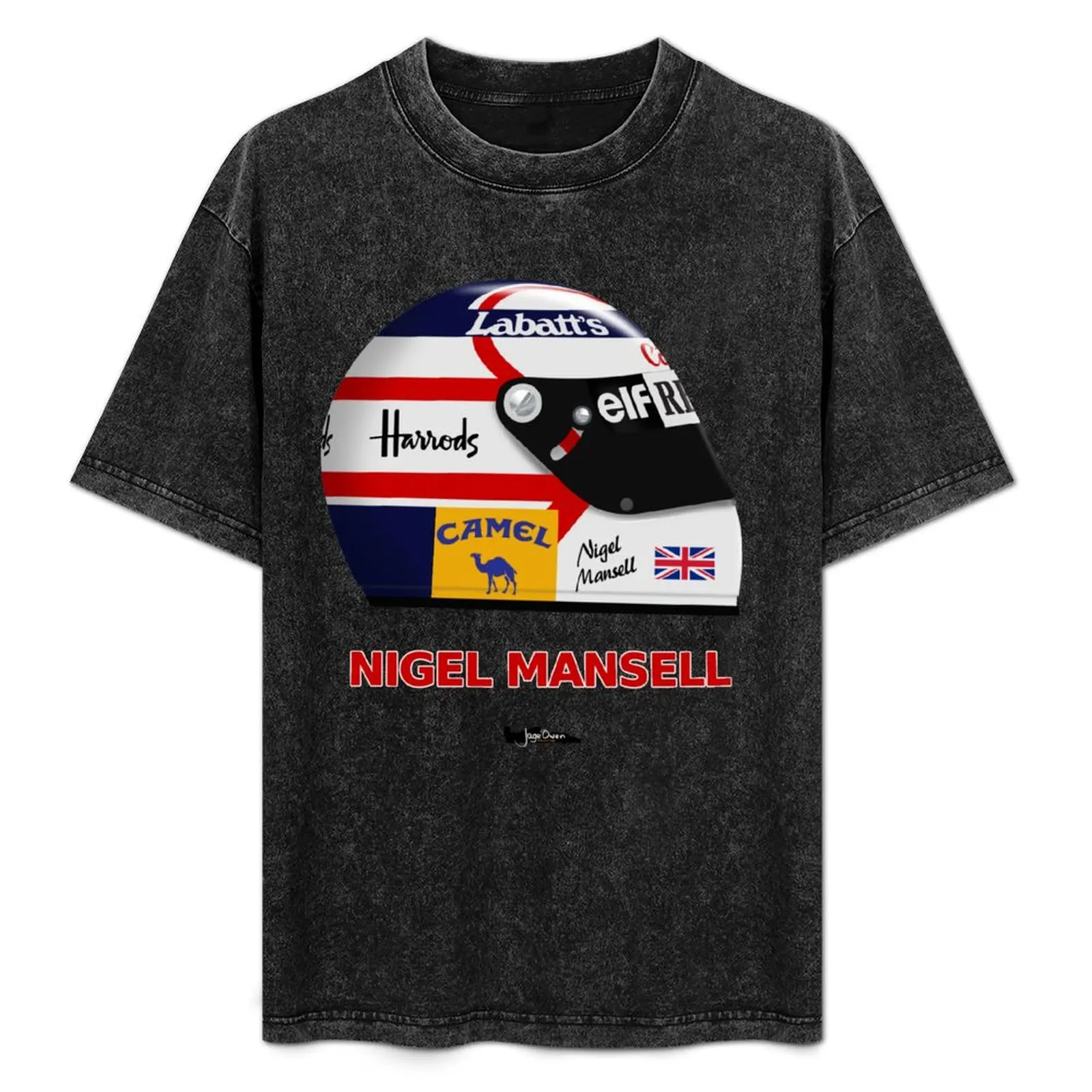 

Nigel Mansell 1992 crash helmet. T-Shirt Plus Size Solid Color T-Shirt