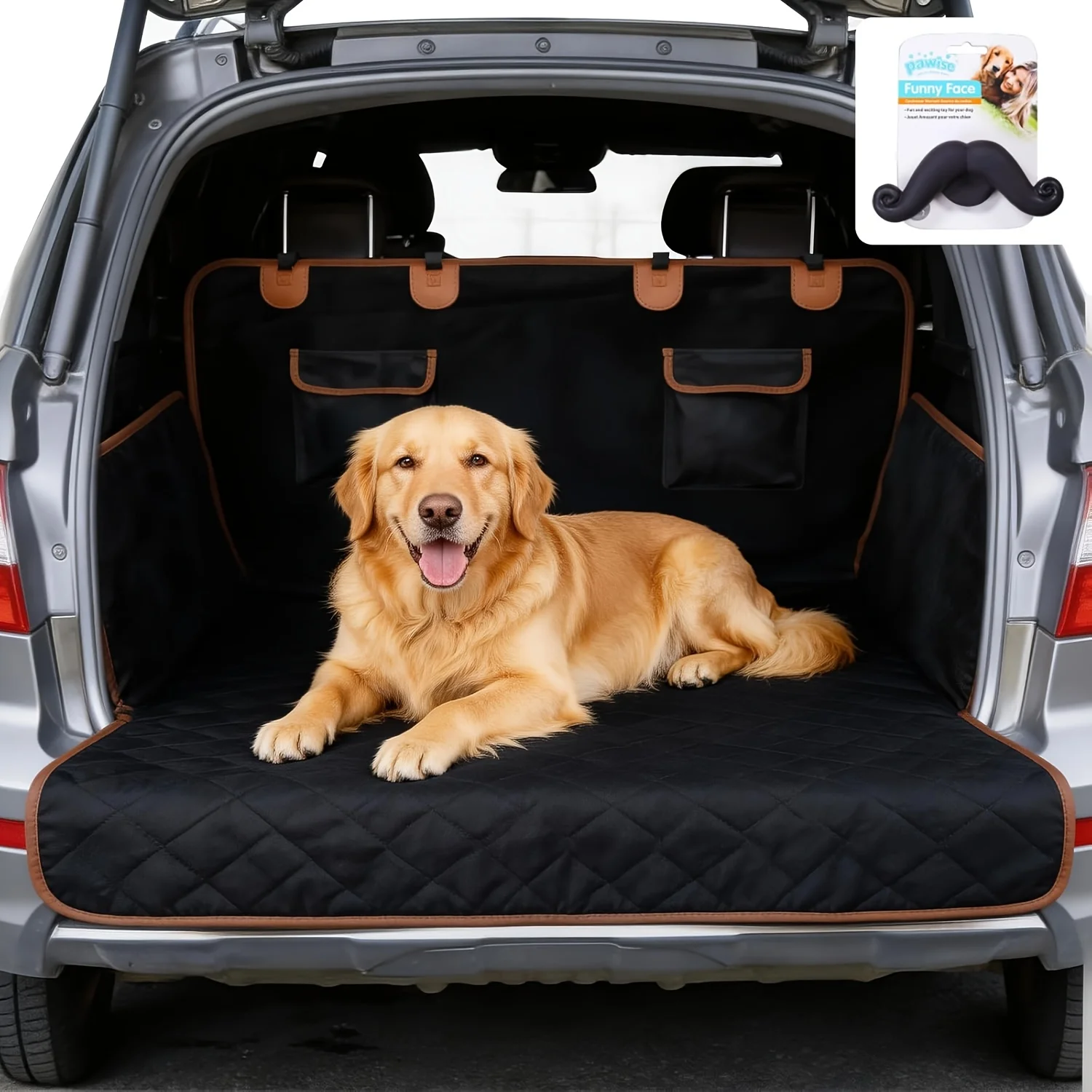 

PAWISE Heavy Duty SUV Cargo Liner for Dogs, Pet Trunk Cover with Side Barriers, Non-Slip Protector for SUV Back Seat, Car Trunk