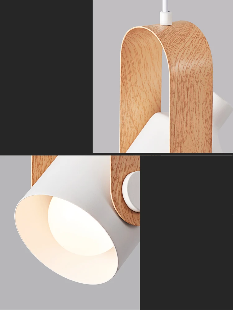 和風ペンダントランプ,シンプルな木製ランプ,白黒メタル,クリエイティブなキッチンアイランド,新品