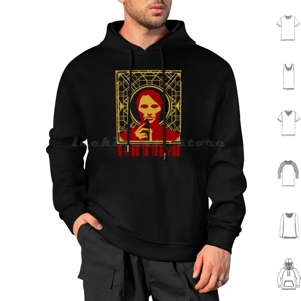 Hannibal Art Deco Hoodie cotton Long Sleeve Hannibal Art Hannibal Artdeco Eattherude Vintage Luxury Stylish Geometric