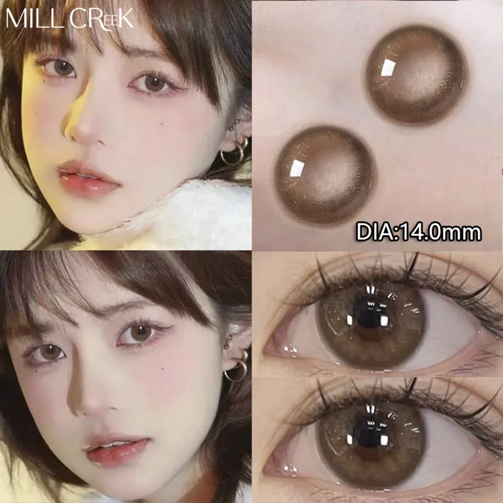 MILL CREEK 2Pcs Natural Eyes Contact Lenses with Myopia Prescription Blue Colored Lenses Black Lenses Beauty Pupil Makeup Yearly