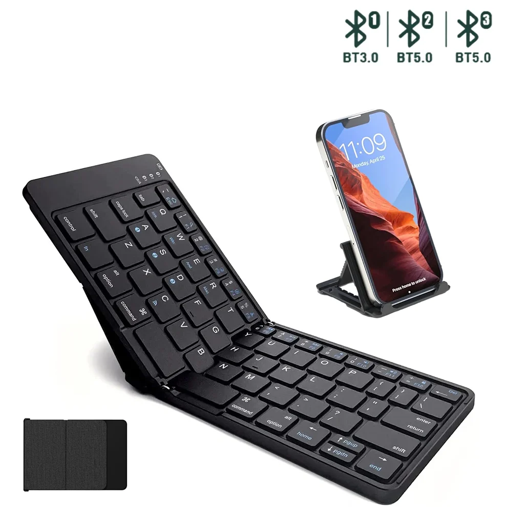 

JOMAA Foldable Bluetooth Mobile Phone KeyboardWireless Keyboard Rechargeable Ultra Slim Keyboard for IOS Android Smartphone