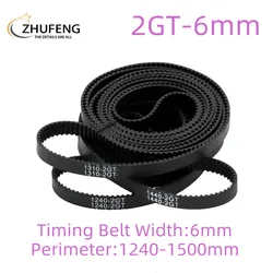 3D Printer GT2 6mm Closed Loop Rubber 2GT Timing Belt Length 1240 1250 1310 1324 1340 1350 1360 1440 1474 1500mm