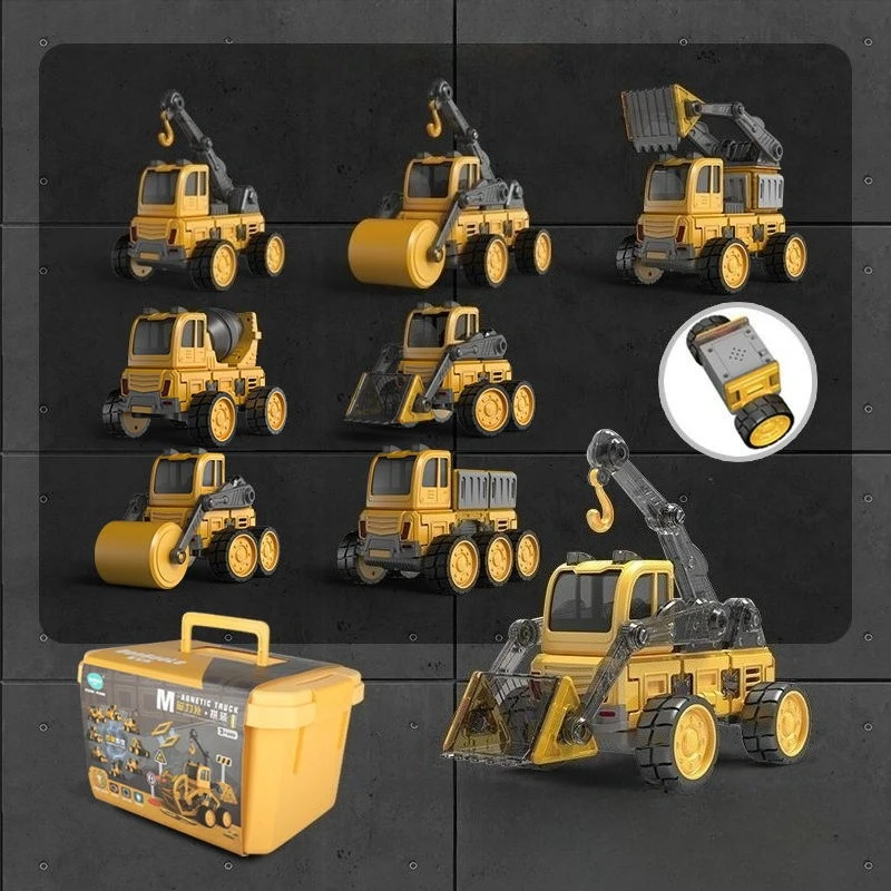 ألعاب مغناطيسية لمركبات الهندسة لشاحنة الإطفاء للأطفال، كتل مغناطيسية للأطفال، مجموعة ألعاب منشئ لبناء الأولاد