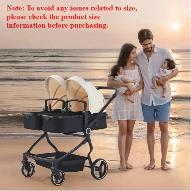 EU-Versand: Hochwertiger Doppel-Kinderwagen, nebeneinander, für Sitz- und Liegepositionen geeignet, ultraleicht, tragbar und faltbar für Outdoor-Reisen