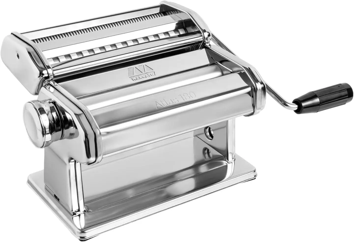 

Italian Manual Pasta Machine with Chrome Steel Rollers - Make Lasagne, Fettuccine & Tagliolini at Home