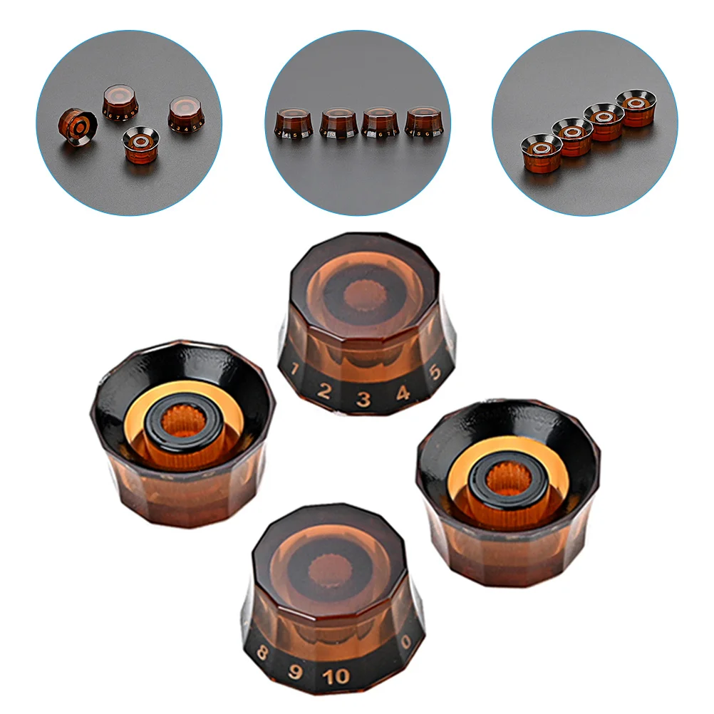 

4 Pcs Black Corner Button Volume Knob Electric Guitar Knobs Knurled Accessory Accessories Tuning