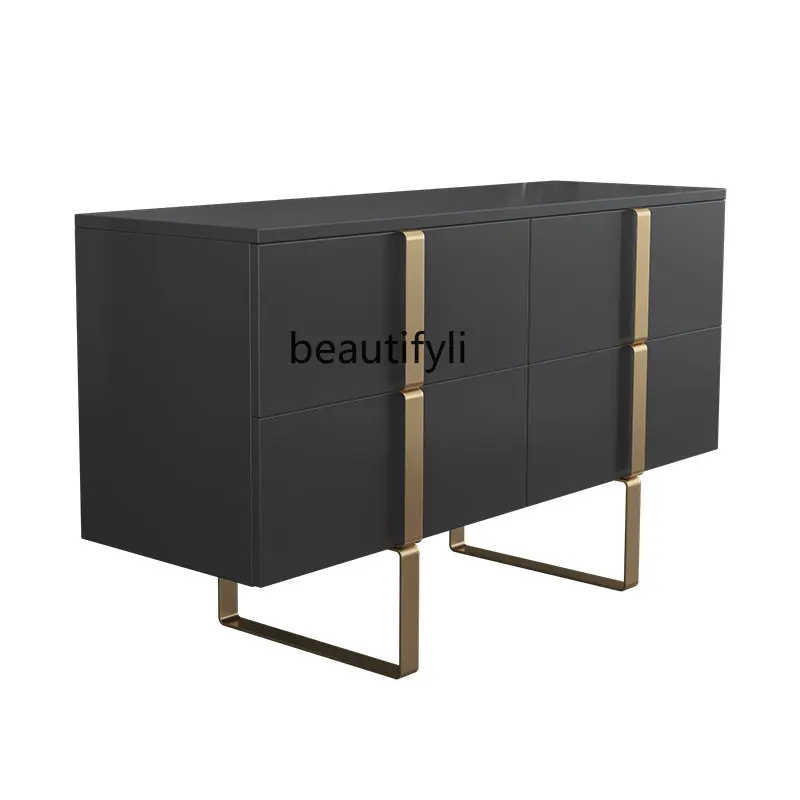 

yj Italian Sideboard Cabinet Post-Modern Simple Stainless Steel Plate Entrance Cabinet Light Luxury Living Room Locker