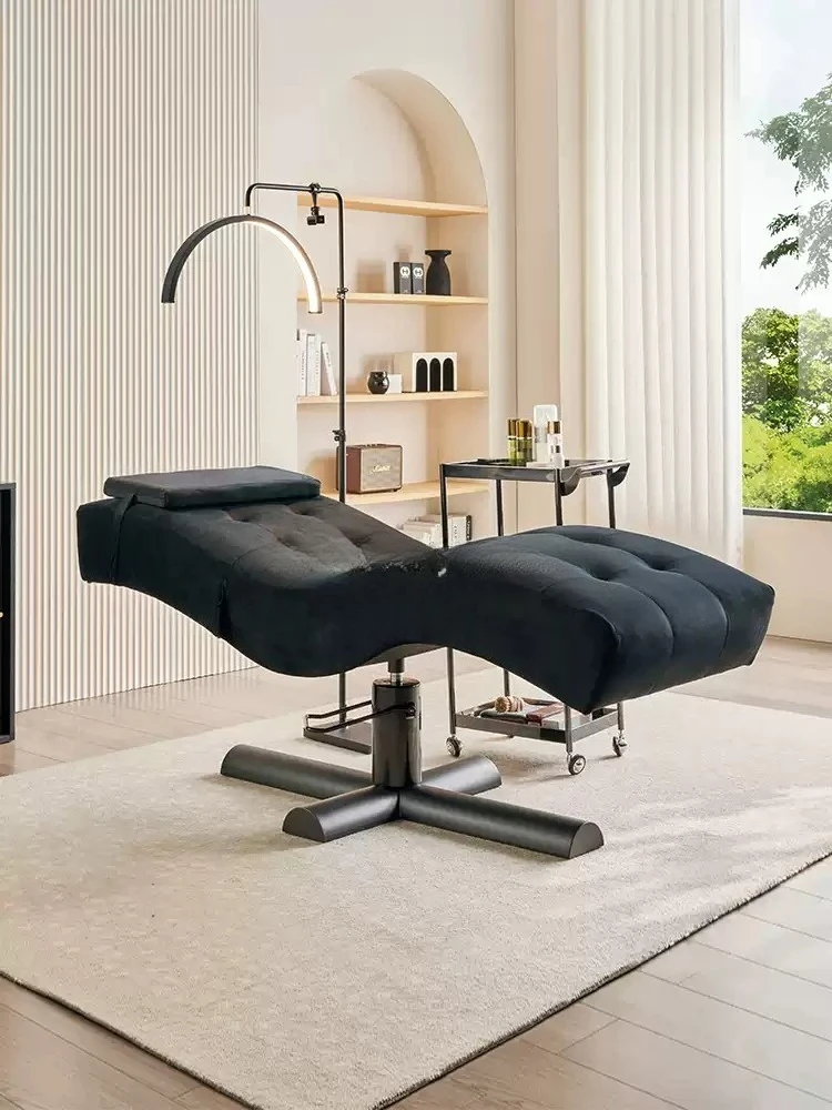 Luxury Brown Cotton Curved Eyelash Bed   Massage Facial Bed Eyelash Bed Salon Furniture Set