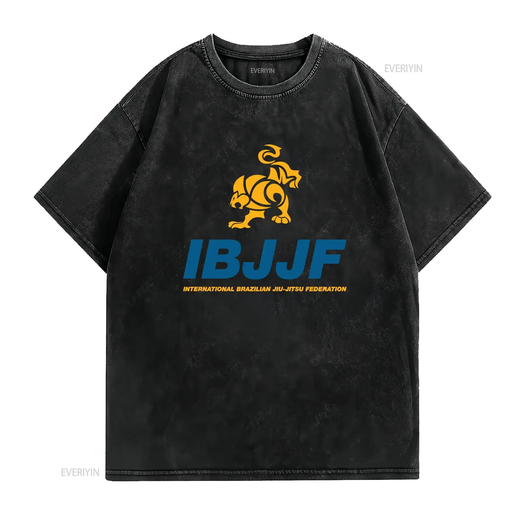 IBJJF International Brazilian Jiu Jitsu Federation T shirt long or short sleeves vintage Washed Unisex Versatile fashion