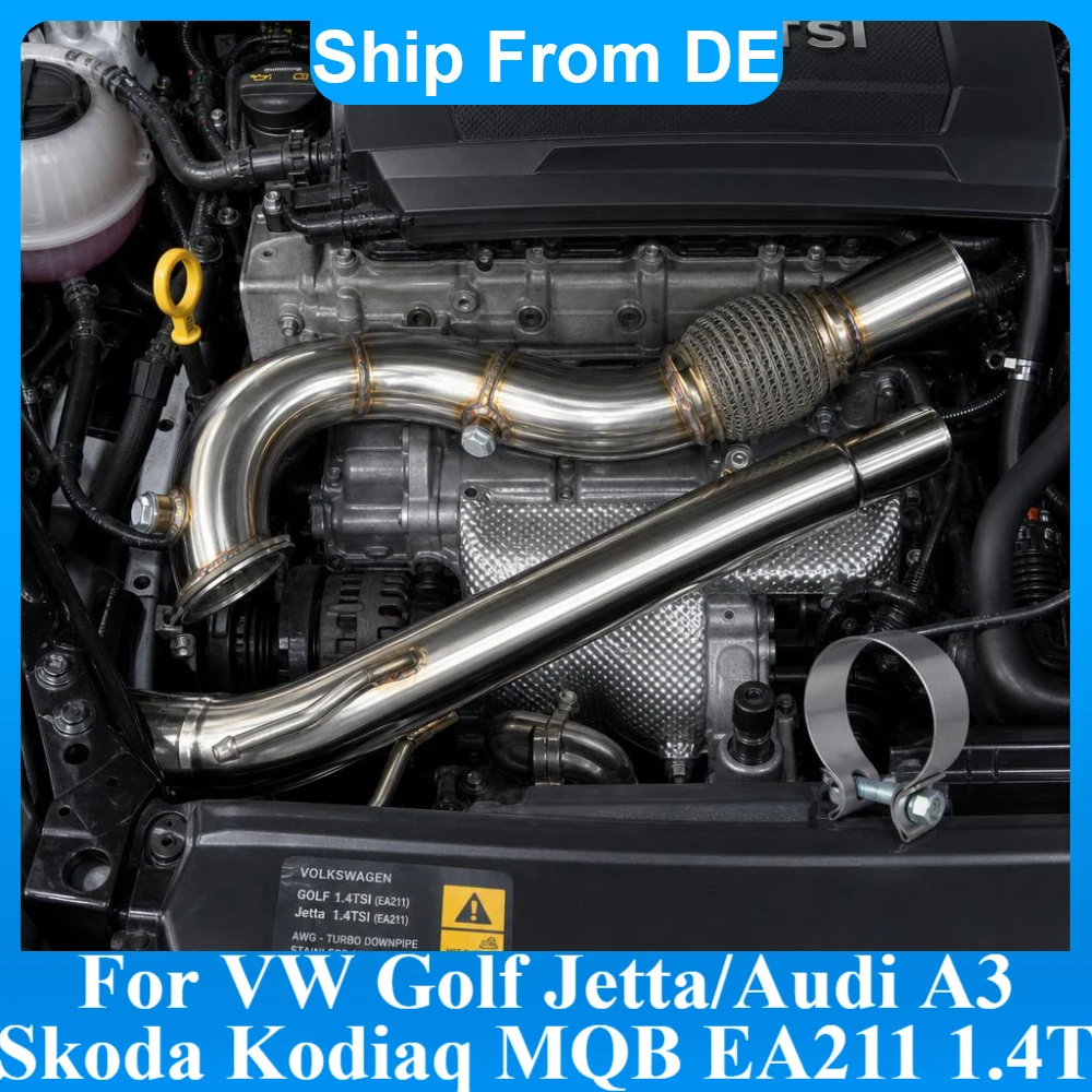 Image of 2,5-Zoll-Catless-Downpipe für VW Golf MK7/Audi A3/Skoda Kodiaq MK1 MQB Jetta EA211 1.4T Edelstahl-Auspuff-Downpipes-Krümmer