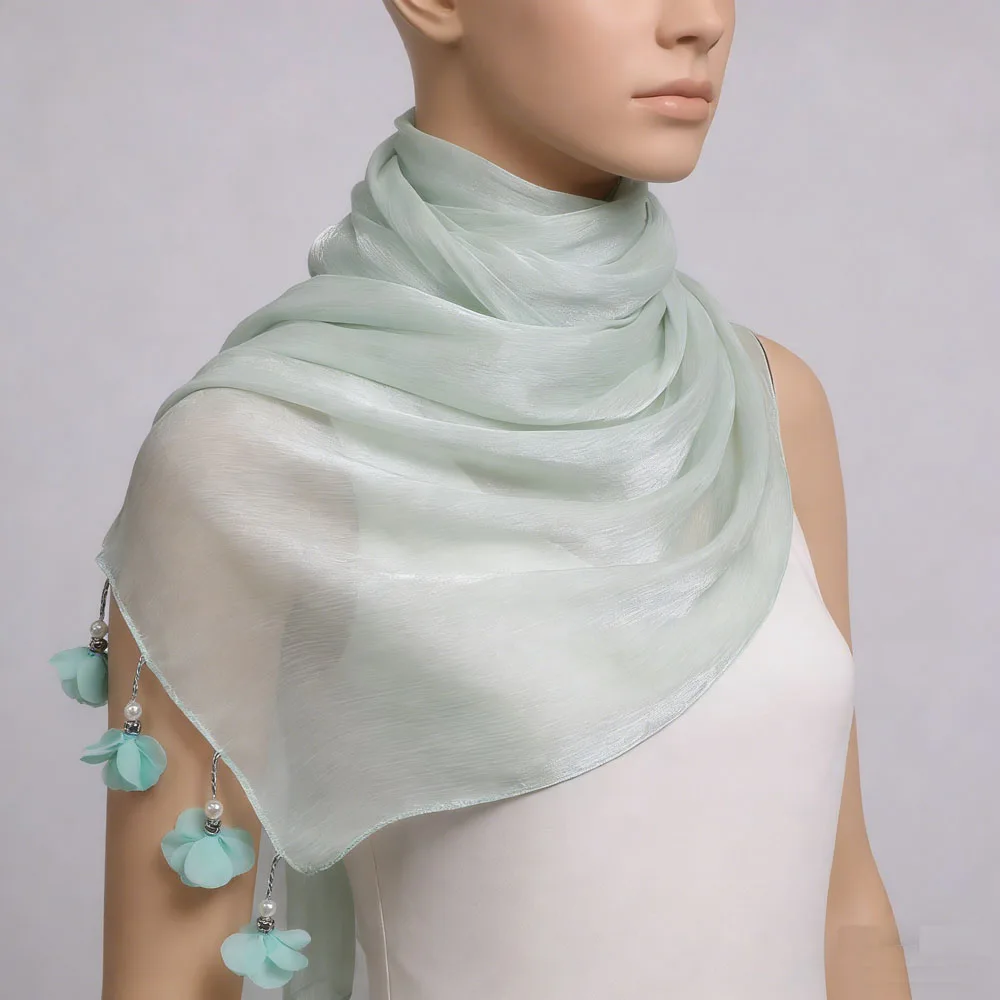 

Мусульманский блестящий платок-хиджаб для женщин, головной убор, шаль, тюрбан с бахромой, бусинами, цветочным декором, дышащие платки, банданы, буфанды