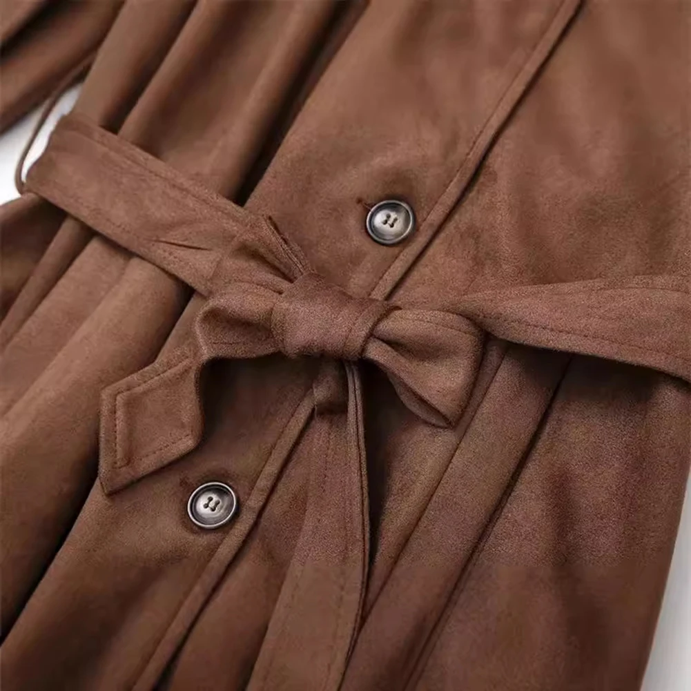 

Elegant Outerwear Double-breasted Coat Spring Autumn Wear Regular Clothing Length Slight Stretch For Daily Wear
