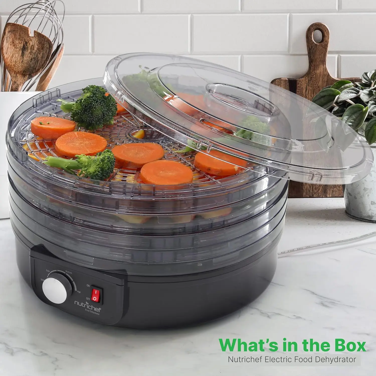 Countertop Food Dehydrator - Professional Multi-Tier Food Preserver - Dehydrates Fish, Meats, Mushrooms, Fruits & Vegetables