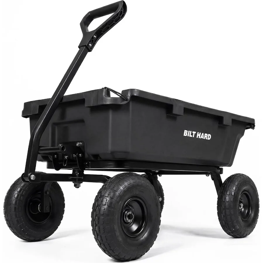900 lbs Poly Garden Dump Cart, 5 Cu.Ft Wheelbarrow Cart with 10
